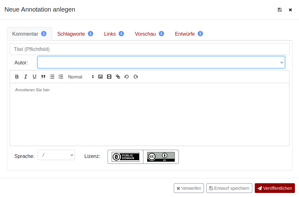 Figure 9: Annotationen-Editor