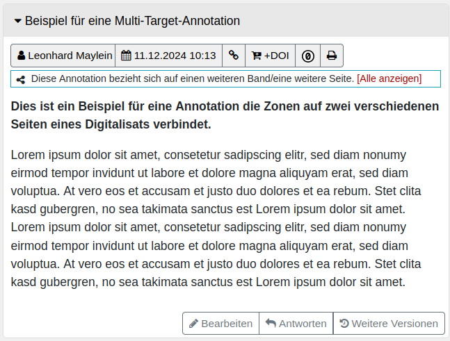 Figure 22: Anzeige der Annotation auf einer der annotierten Seite
