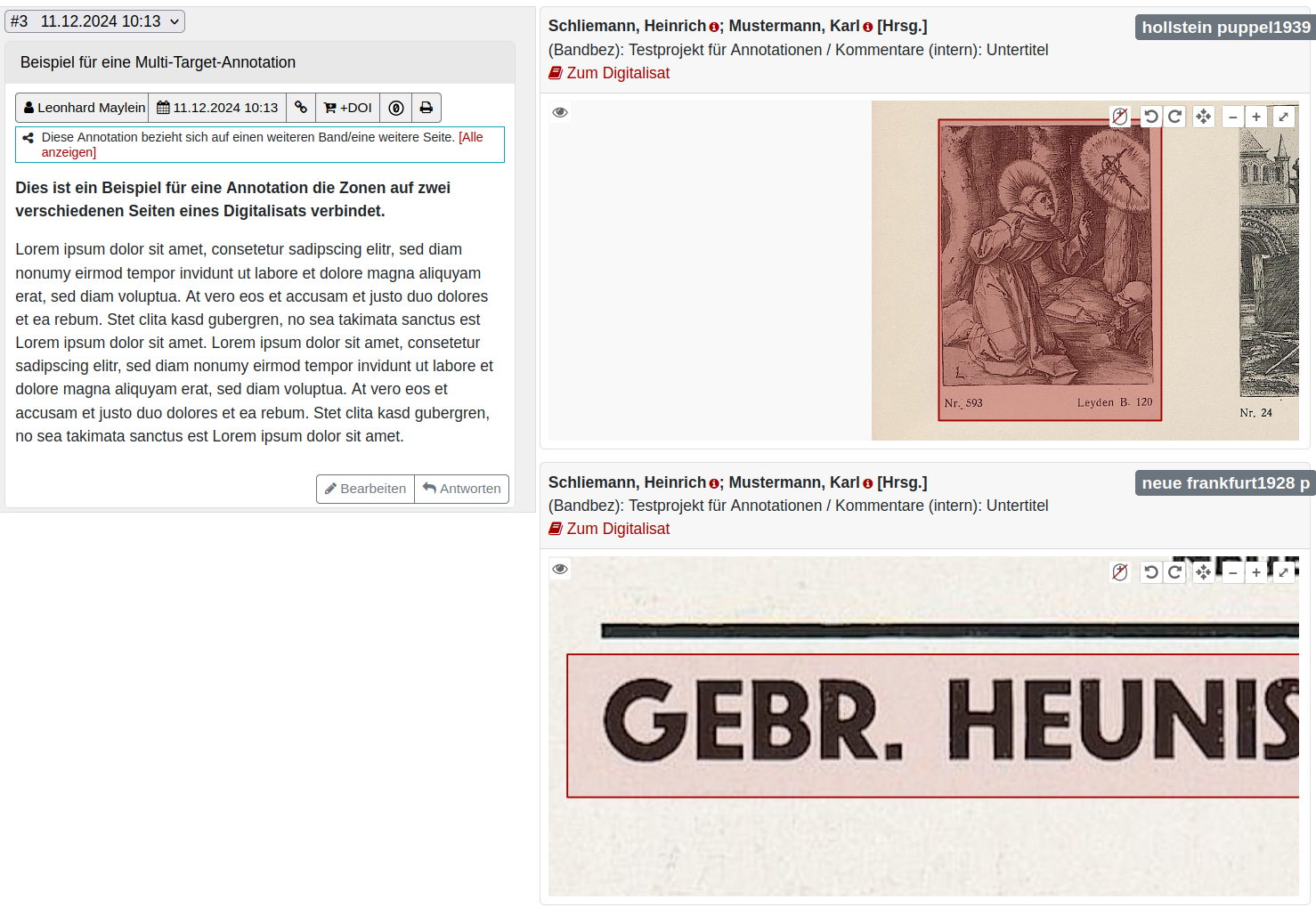 Figure 23: Anzeige der Annotation mit all ihren Bezügen